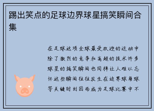 踢出笑点的足球边界球星搞笑瞬间合集